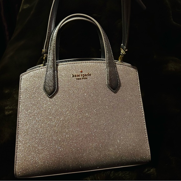 Kate Spade Lilac Frost Glitter Tinsel 2022 Satchel Crossbody Handbag Bag prelove - Picture 11 of 11